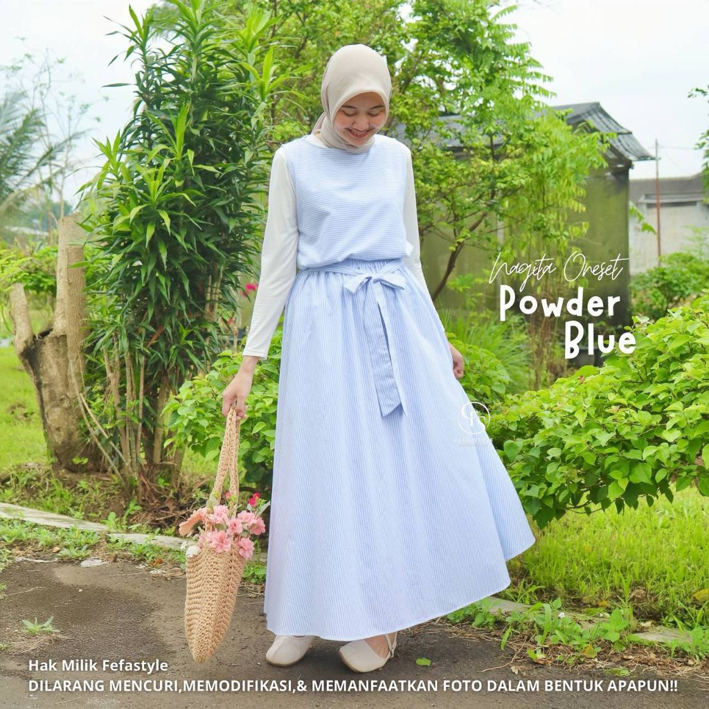 FEFA STYLE- ONE SET NAGITA SALUR - ONE SET salur lengan oblong rok mayung - atasan bawahan rok