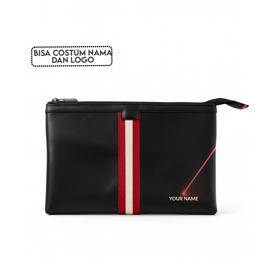 Dompet Merah Putih Wanita Pria Panjang Kulit Handbag Clutch Bisa Request Nama Atau Logo