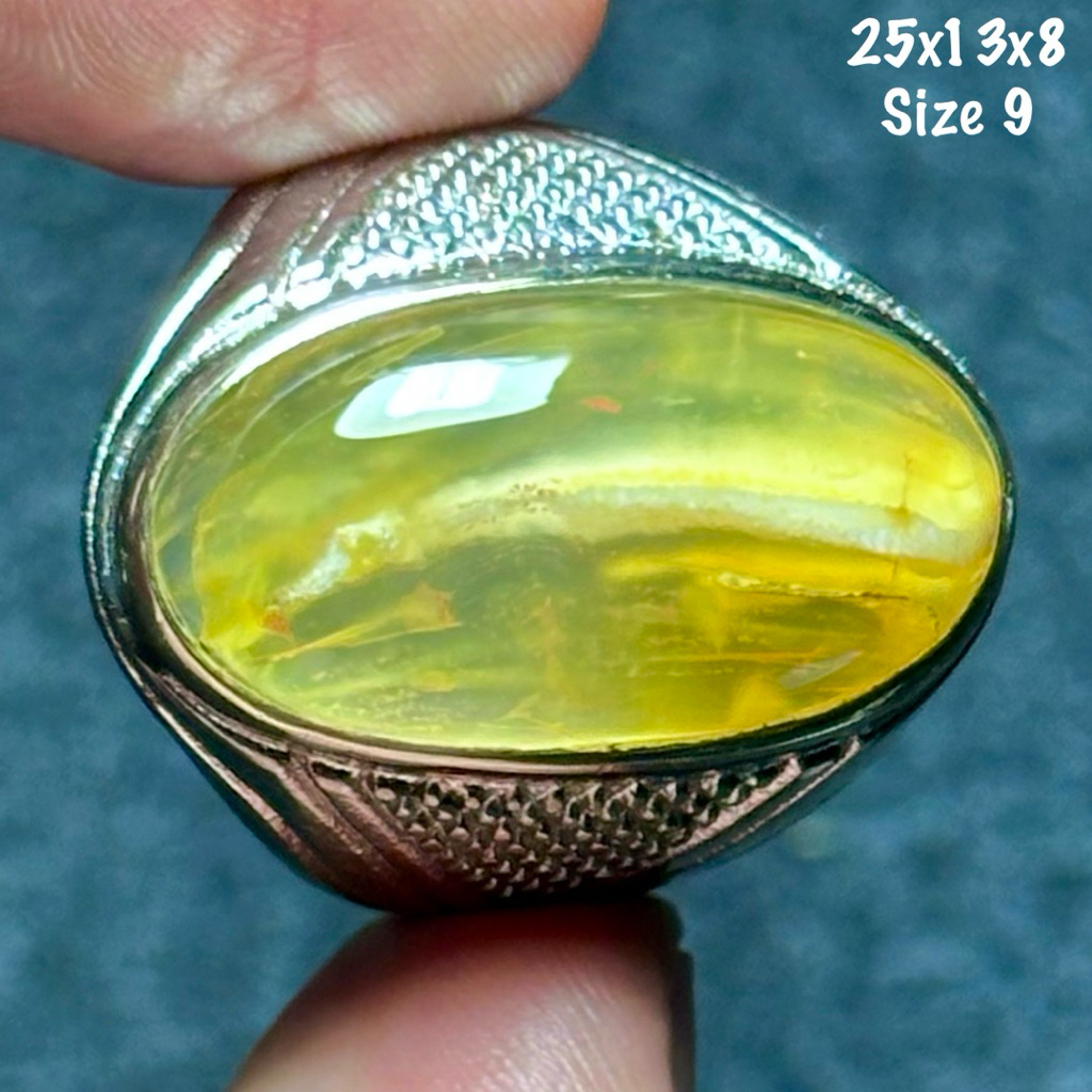 Cincin Batu Akik Natural Baturaja Sodo Lanang Emas Gading Didalam Batu 3D Aquarium Kristal (asli ala