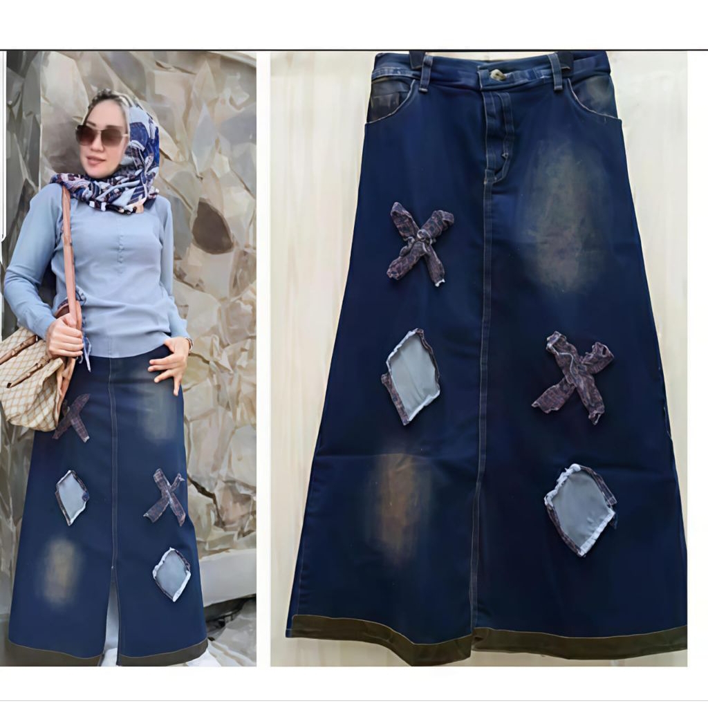 Rok jeans wanita//Rok jeans terbaru//Rok jeans panjang//Rok jeans polos//Rok Denim wanita//Rok jeans