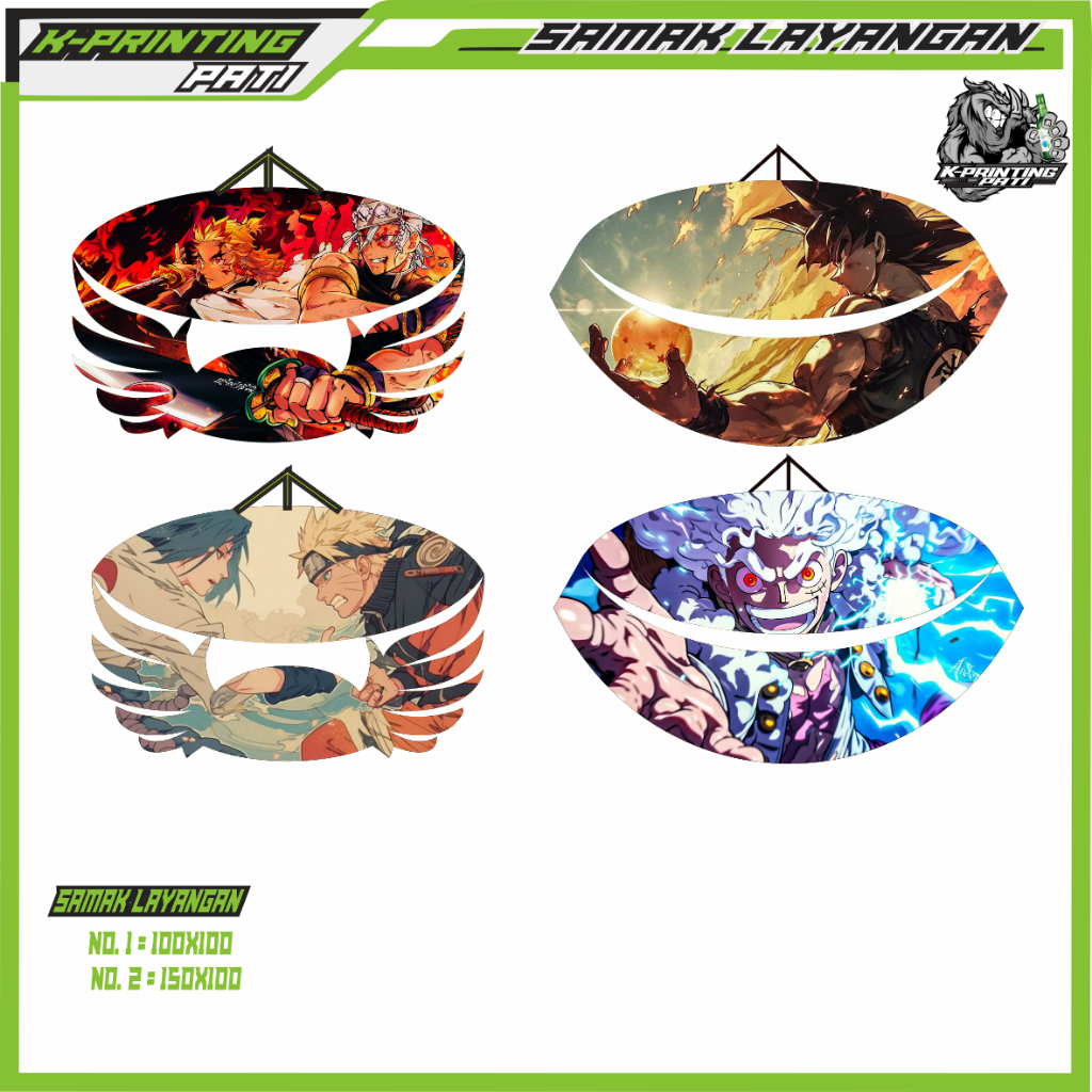 SAMPUL KAIN LAYANGAN SAMAK LAYANG LAYANG GAMBAR anime BAHAN KAIN TC IMPORT PREMIUM FULL PRINT MURAH 