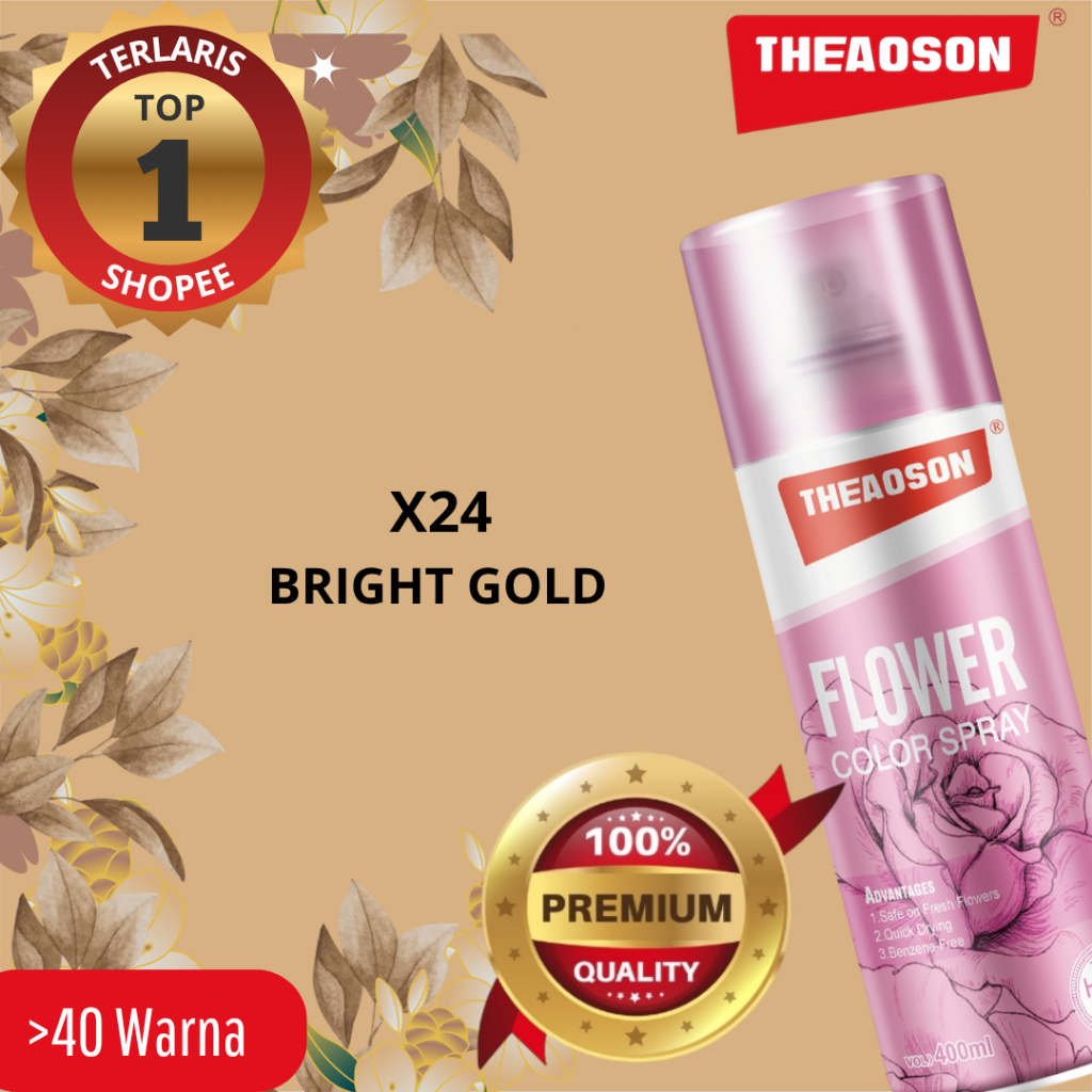 Premium Floral Spray Paint X24 Bright Gold Cat Pilox Bunga