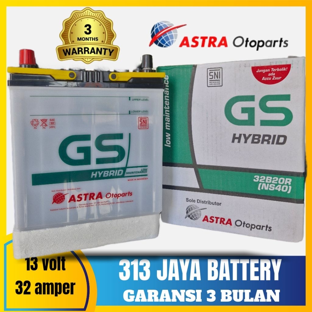 AKI GS HYBRID GS ASTRA NS40 / 32B20R KATANA , APV , CARRY , RUSH , XENIA , AVANZA (32 Amper) NS40R