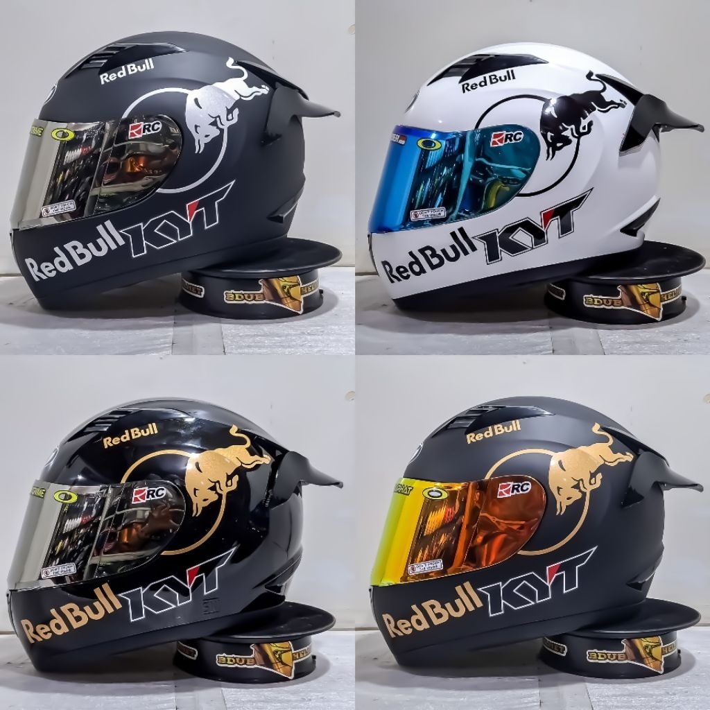 HELM FULL FACE KYT R10  BLACK DOFF PAKET GANTENG RED BULL 100%ORIGINAL
