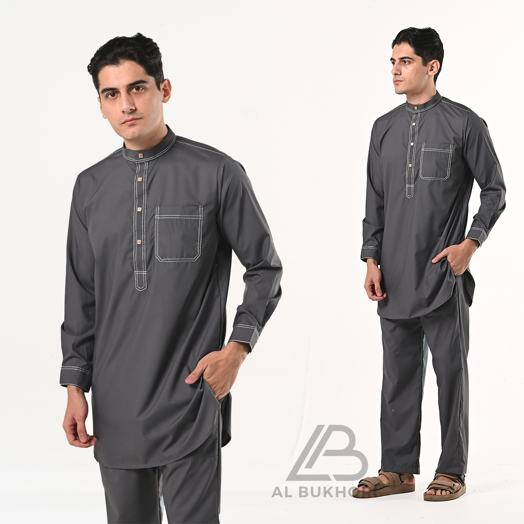 Salman TENCEL Koko Jubah Muslim Kurta Set Pakistan Pria Dewasa Lengan Panjang Kurta Kemal