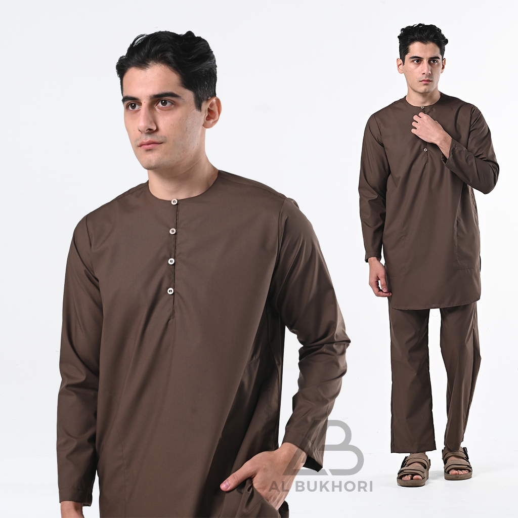 Salman TENCEL Koko Jubah Muslim Kurta Set Pakistan Pria Dewasa Lengan Panjang Kurta Jubail