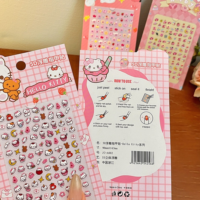 SKY BUNNY - Stiker Kuku Karakter Tempel Hello Kitty Cinnamoroll Nail Art Stiker Anti Air Aksesoris K