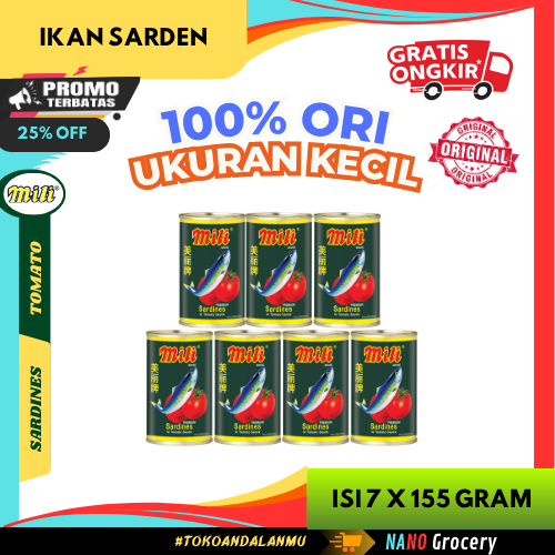 7 Kaleng Mili Sardines Original Isi 155 Gram | Sardines in Tomato Sauce