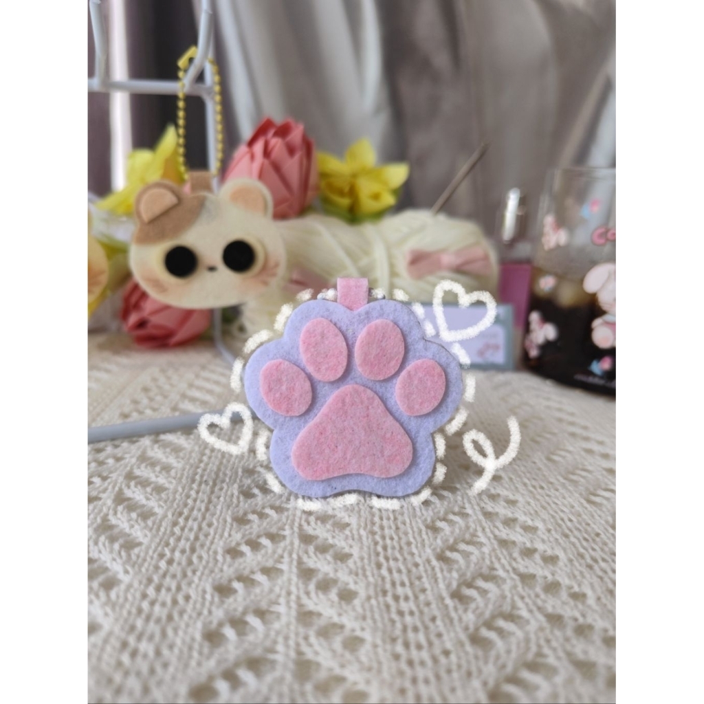 [PO] Cat Paw Keychain | Cat Paw Hard Felt Keychain | Gantungan Kunci Telapak Kucing