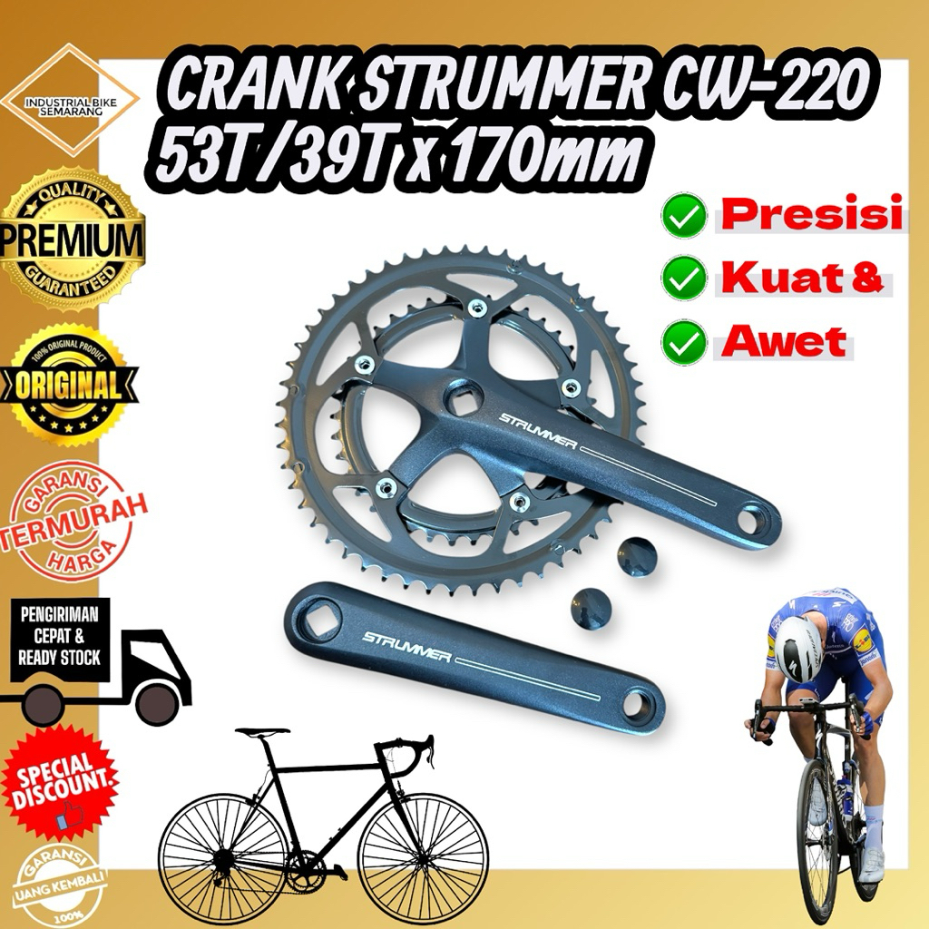 ( CRANK 53/39 STRUMMER CW-220 ) Crank Sepeda Roadbike Seli Lipat Balap Road Bike Double 53t 39t Race