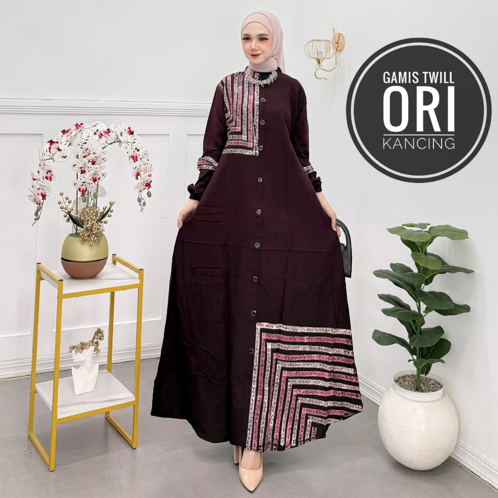 Gamis Twill Ori Busui Friendly Tali pinggang Saku Samping