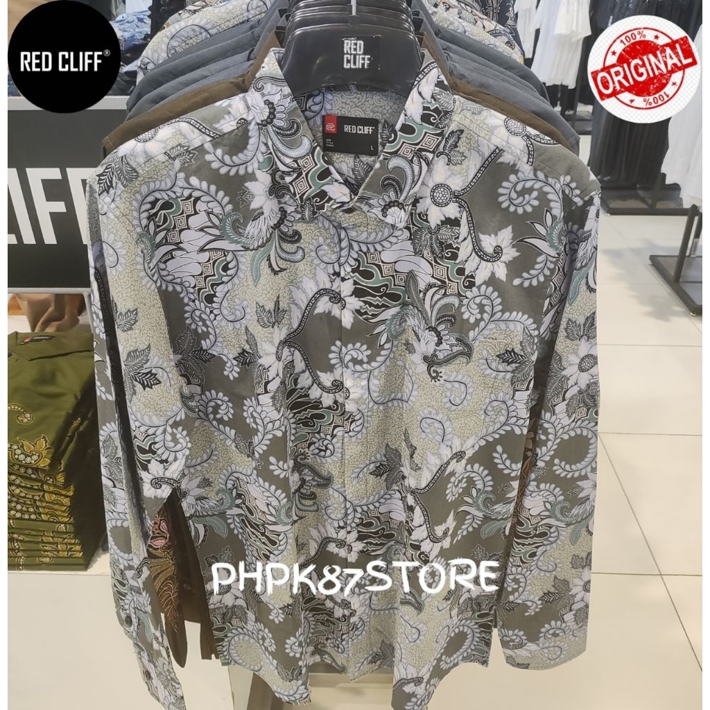 Redcliff kemeja batik panjang pria,kemeja batik slimfit original