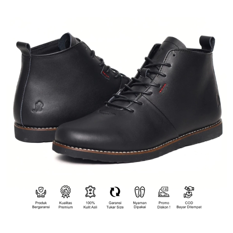 Sepatu Bradley's Houbis Boots Casual Brodo Kulit Pria Original