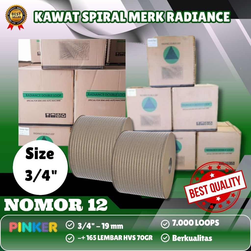 Kawat Spiral Nomor 12 putih Radiance Spiral Kawat 3/4putih Ring Kawat jilid Buku Agenda Kawat Spiral