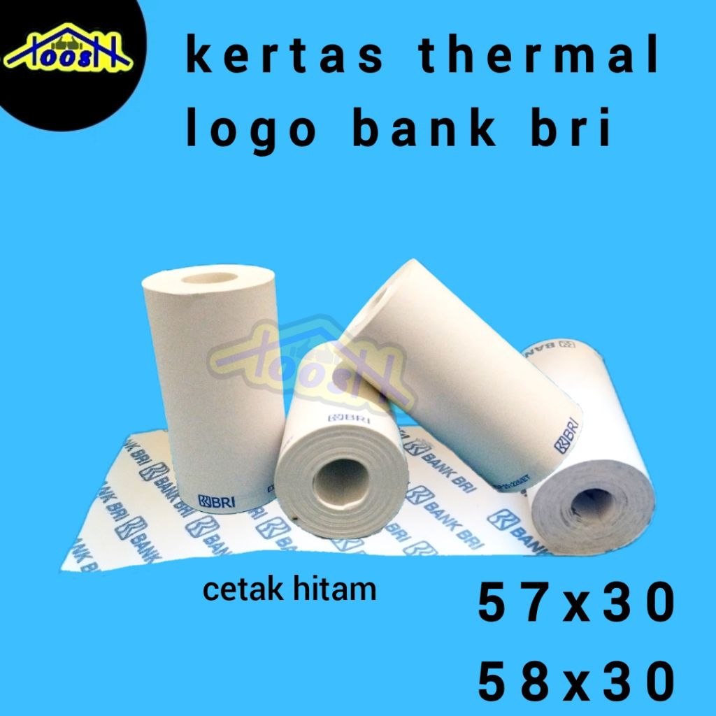 kertas thermal bri 58x30 thermal paper roll struk kasir brilink 57x30 kertas struk edc bri logo bank