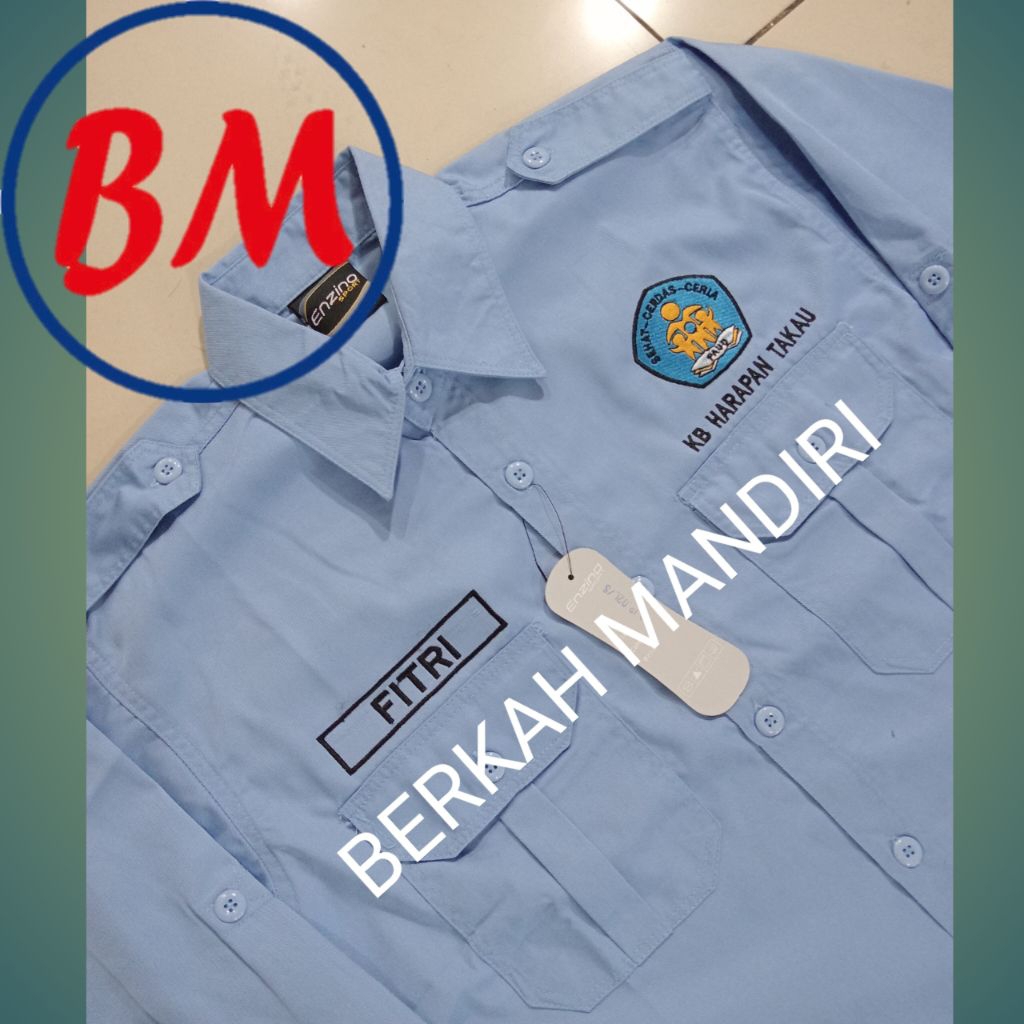 kemeja paud seragam guru paud seragam paud kostum paud baju paud warna biru langit telur asin tangan