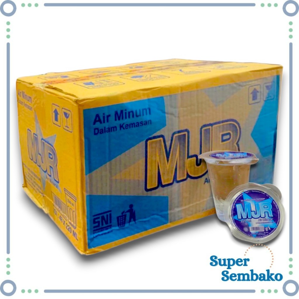 AIR MINUM MINERAL MJR GELAS 220ml PER DUS ISI 48 CUP SUPERSEMBAKO INSTAN MURAH MAKASSAR