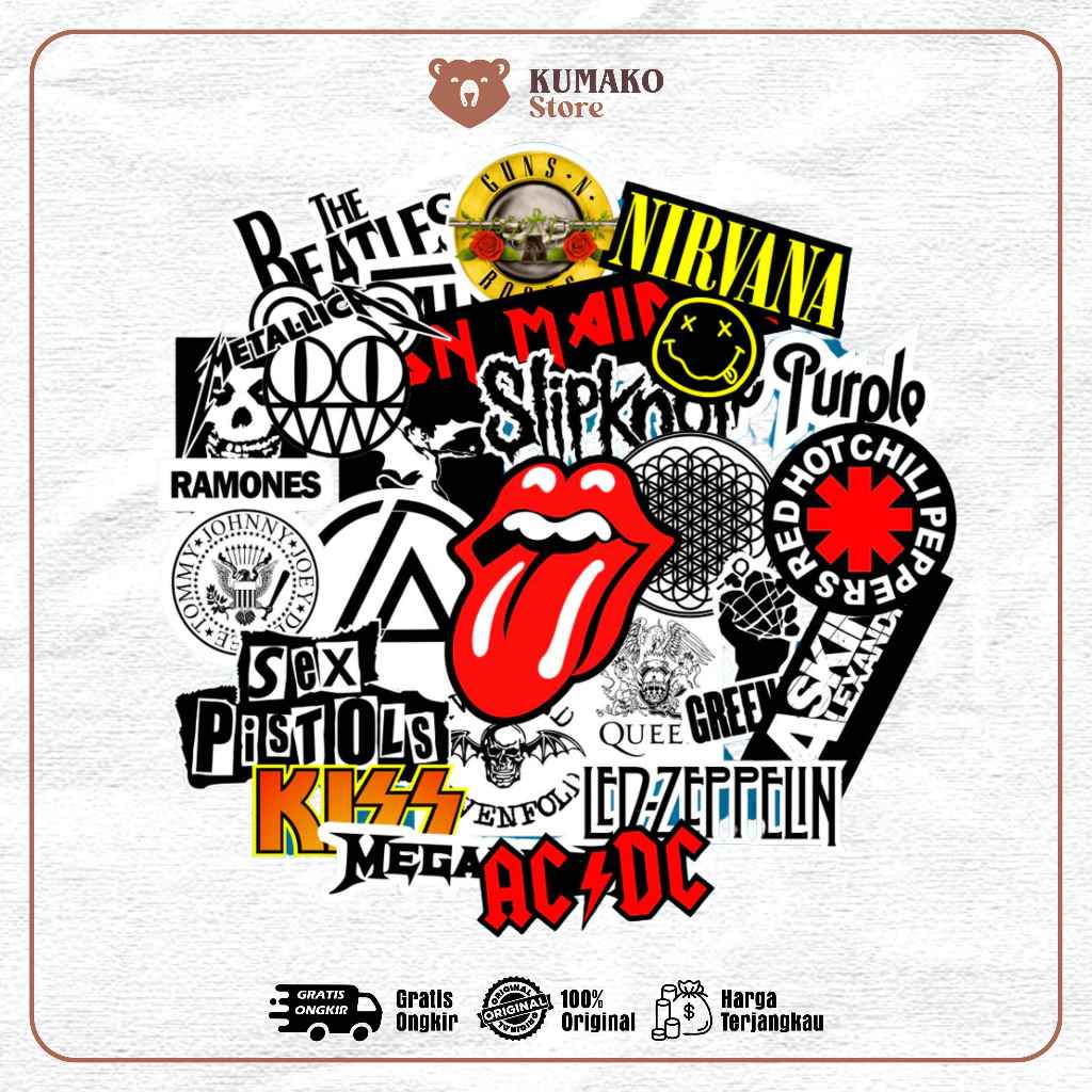 Sticker helm BAND ROCK METAL Stiker Band || Stiker ROCK untuk helm laptop case hp lemari cermin dll