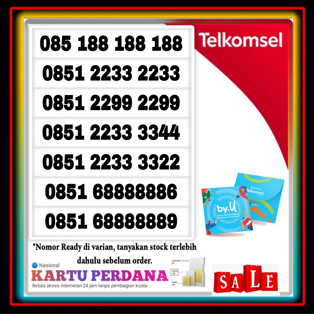 nomor cantik by'u Telkomsel bonus kuota 3GB