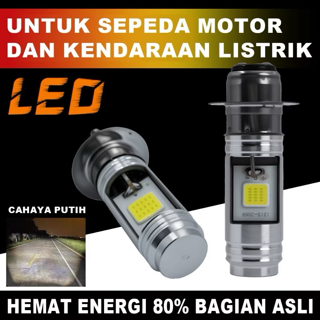 Bolam lampu depan H6 ACDC (1pcs) Led 12 Volt Kaki 1 Terang 2 sisi impor, Bholam depan ac dc motor, L