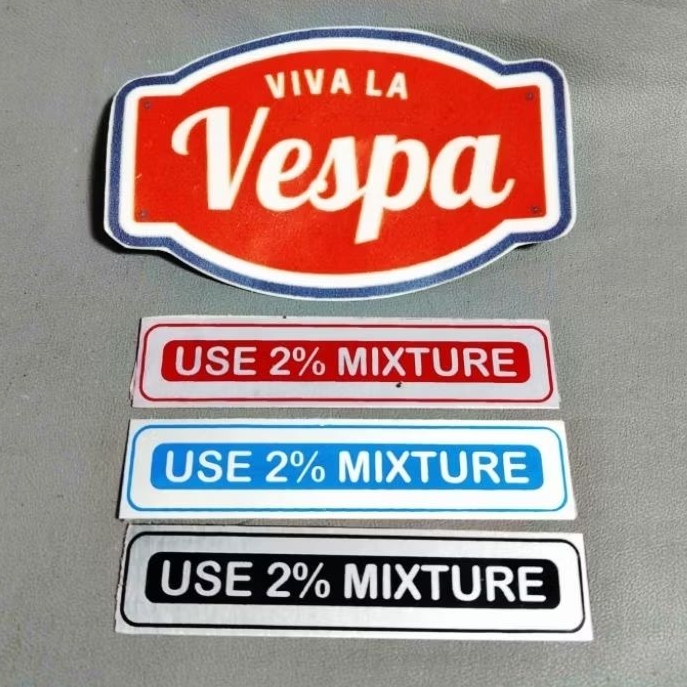 Emblem Plat Use Mixture Tutup Tangki Bensin Vespa VBA VBB VNB VGLA VGLB Kongo Super Sprint PTS