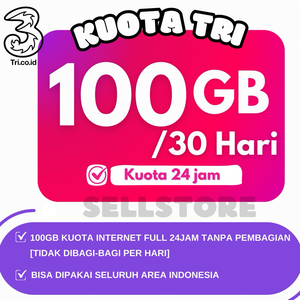 KUOTA TRI HAPPY 100GB 40GB 150GB FULL KUOTA INTERNET 30HARI
