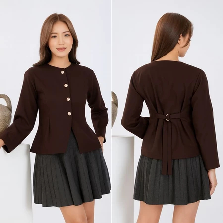 Ailee Long Sleeve Top - Atasan Blazer Wanita Lengan Panjang / Hijab Friendly Blouse - Blazer wanita 