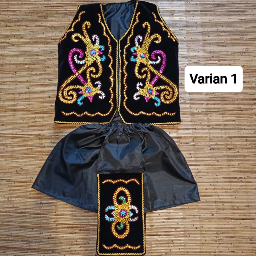 Baju pakaian adat pria dayak kalimantan warna hitam