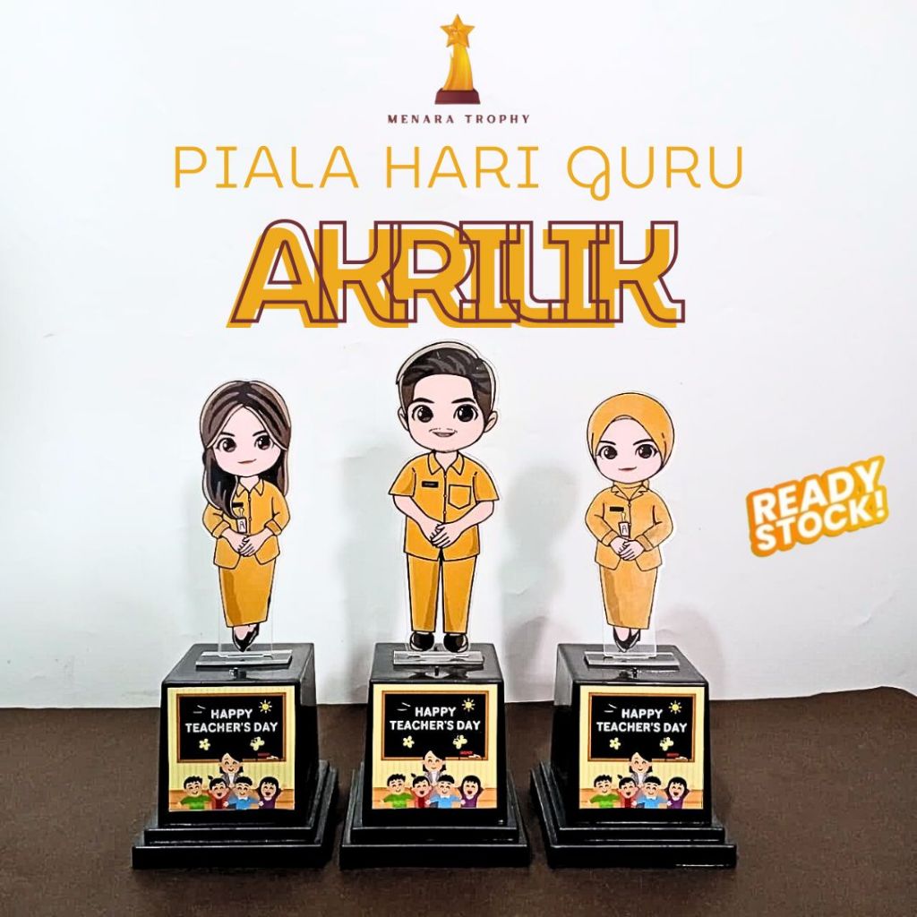 Piala Guru Baju Coklat PNS | Hadiah Hari Guru | Piala Guru Akrilik Murah Free Custom Tulisan