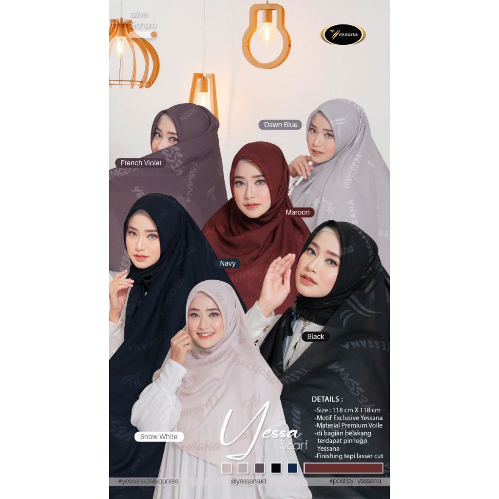 YESSA SCARF by Yessana Hijab // Jilbab Segiempat Motif Premium