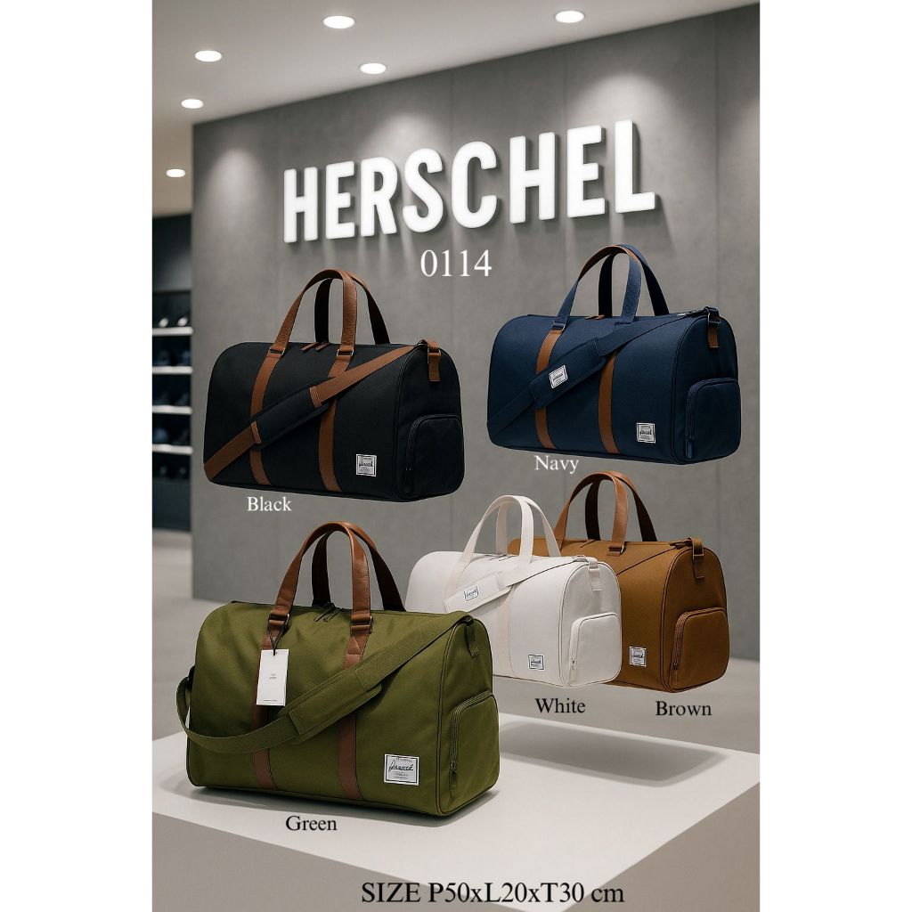 VIP PLATINUM FREE TALI PANJANG TAS TRAVEL KOPER HERSHEL COWOK CEWEK UNISEX  PREMIUM 0114 LIKE ORI