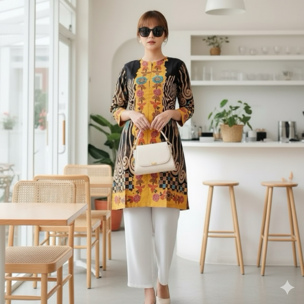 Lapis Tricot Shanaya Batik Tunik GENDHIS Bunga lapis furing tricot cantik untuk kerja kondangan