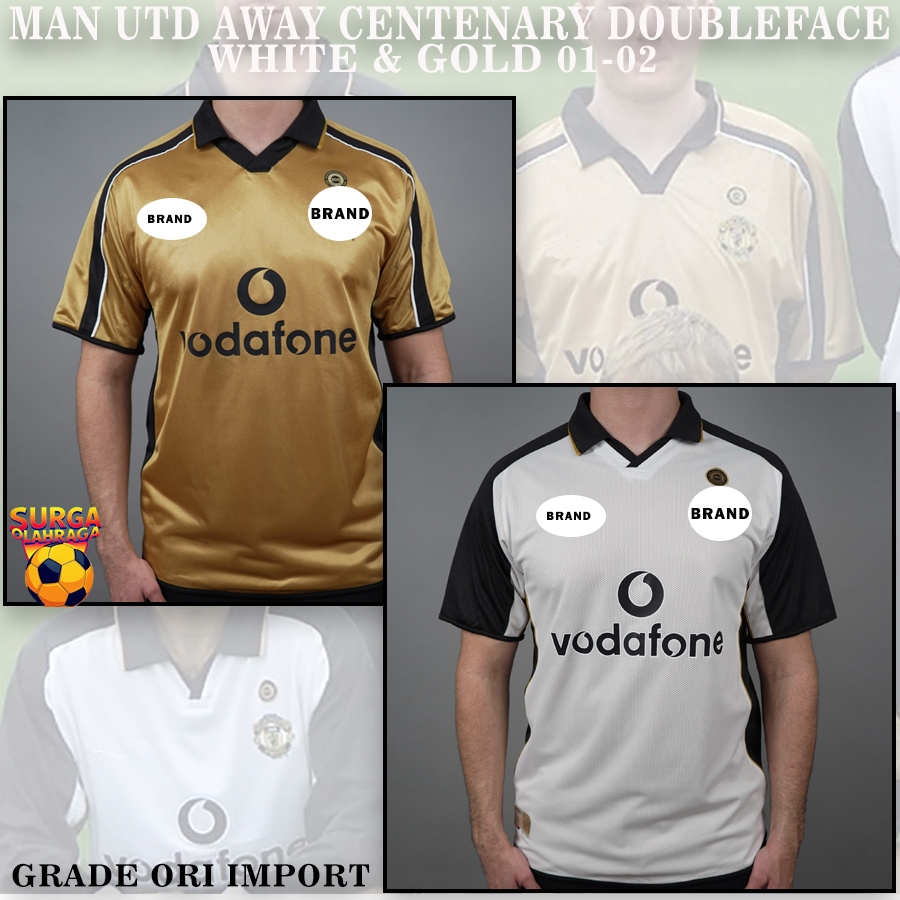 [ SurgaOlahraga ] Jersey Bola Retro Manchesterr_United MU Centenary doubleface White/gold Bulak Bali