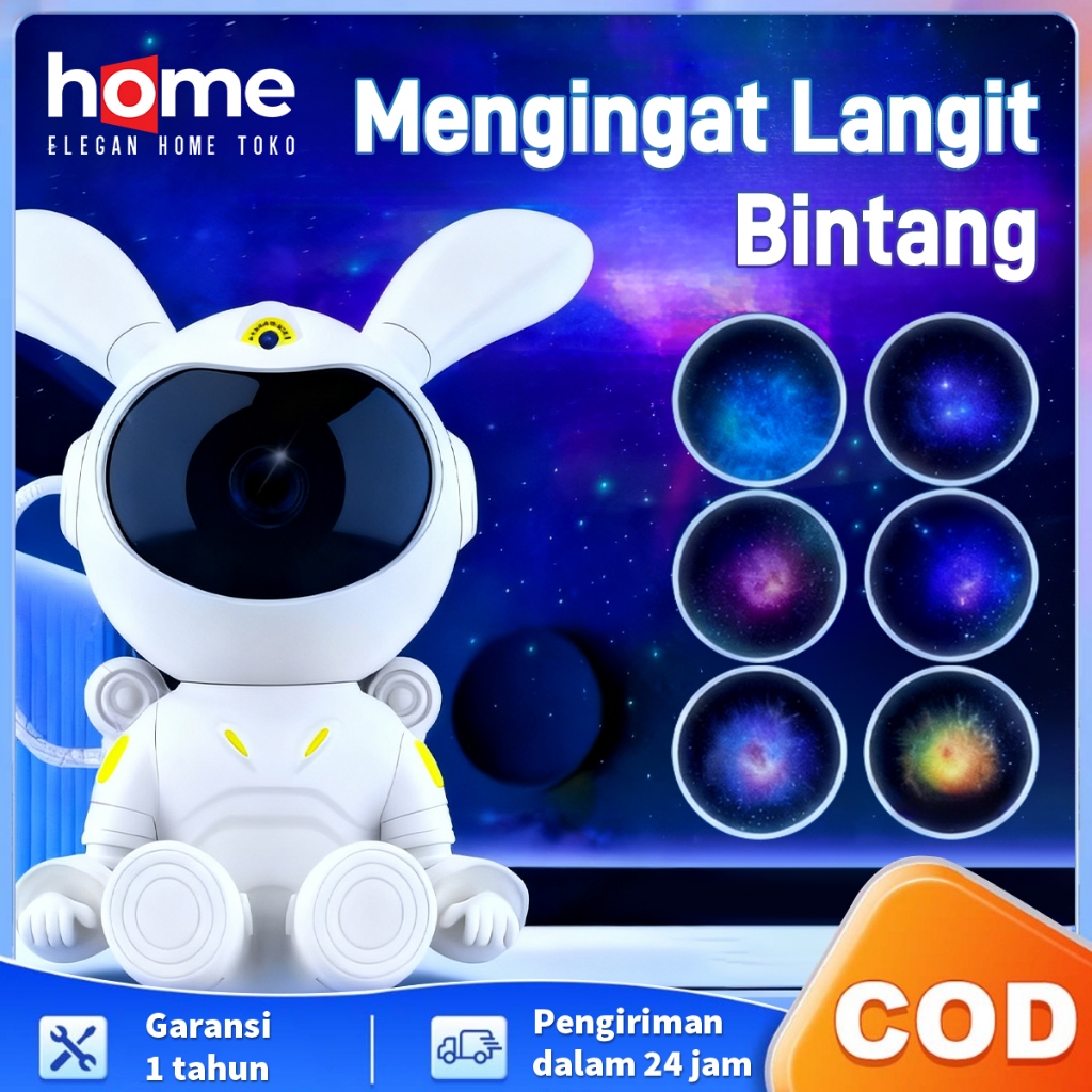 E.Home Galaxy Star Projector Proyektor Bintang Kelinci Luar Angkasa Suasana Malam Cahaya Langit