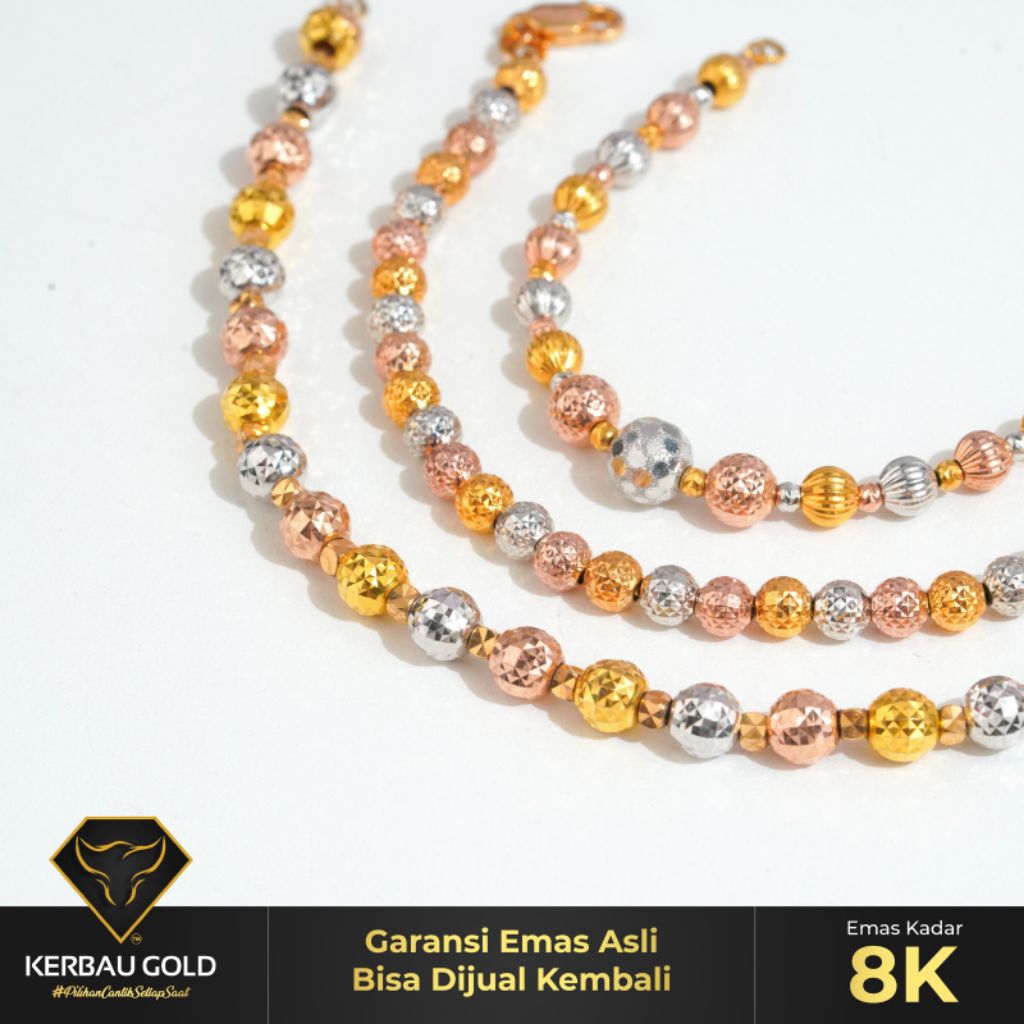 [Kerbau Gold] Gelang Emas Rantai Silvy 8K - Emas Asli