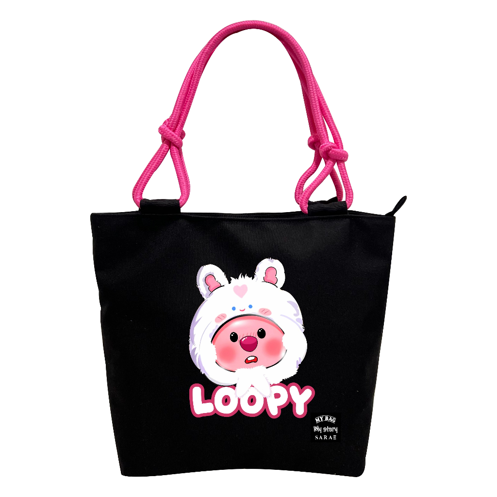 SARAE TOTE BAG KANVAS tas wanita. Karakter Lucu- LOTSO/BARBIE/LABUBU/KUROMI/MICKEY MOUSE/LOOPY. GIFT