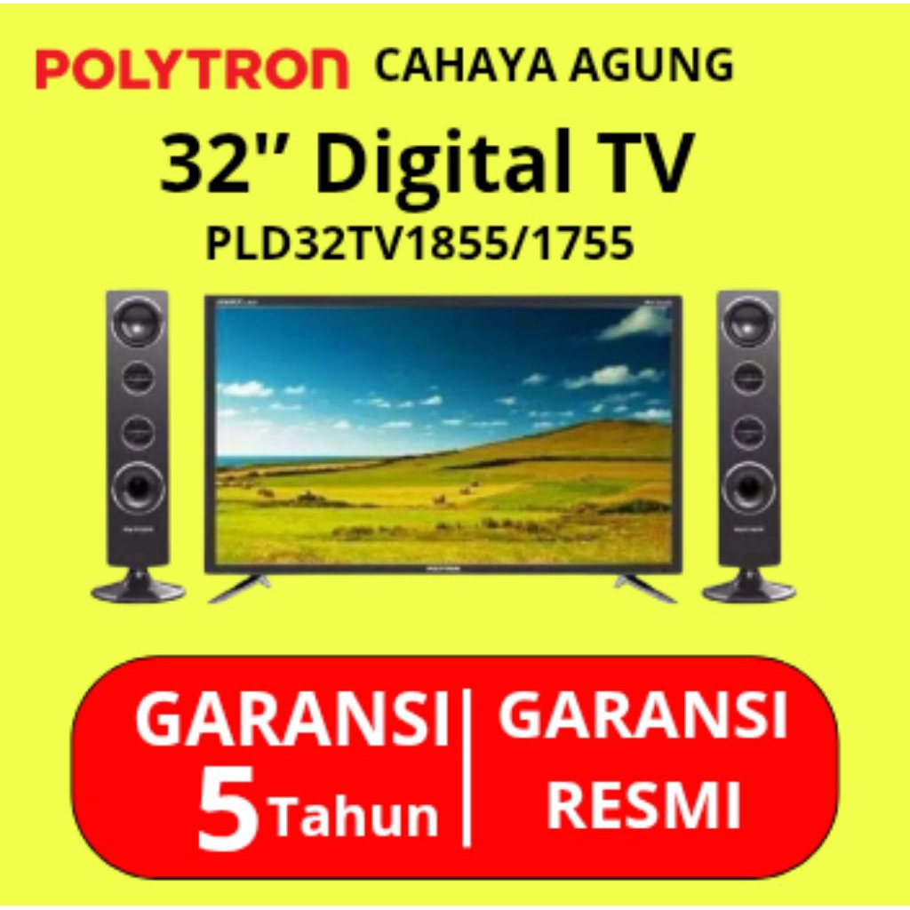 POLYTRON TV 32 INCH PLD32TV1855/1755 DENGAN HOME TEATER SPEAKER BAGUS GARANSI RESMI