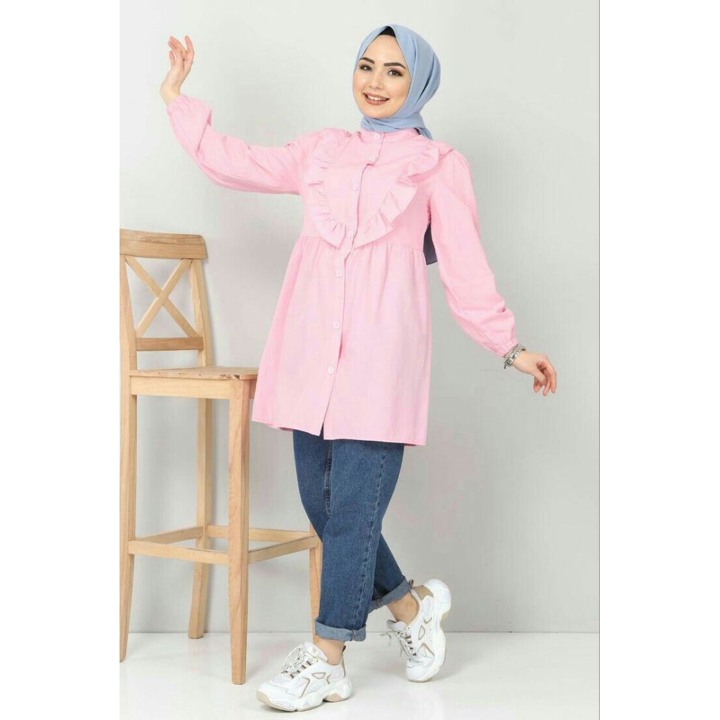 atasan wanita kemeja polos blouse arumi pink