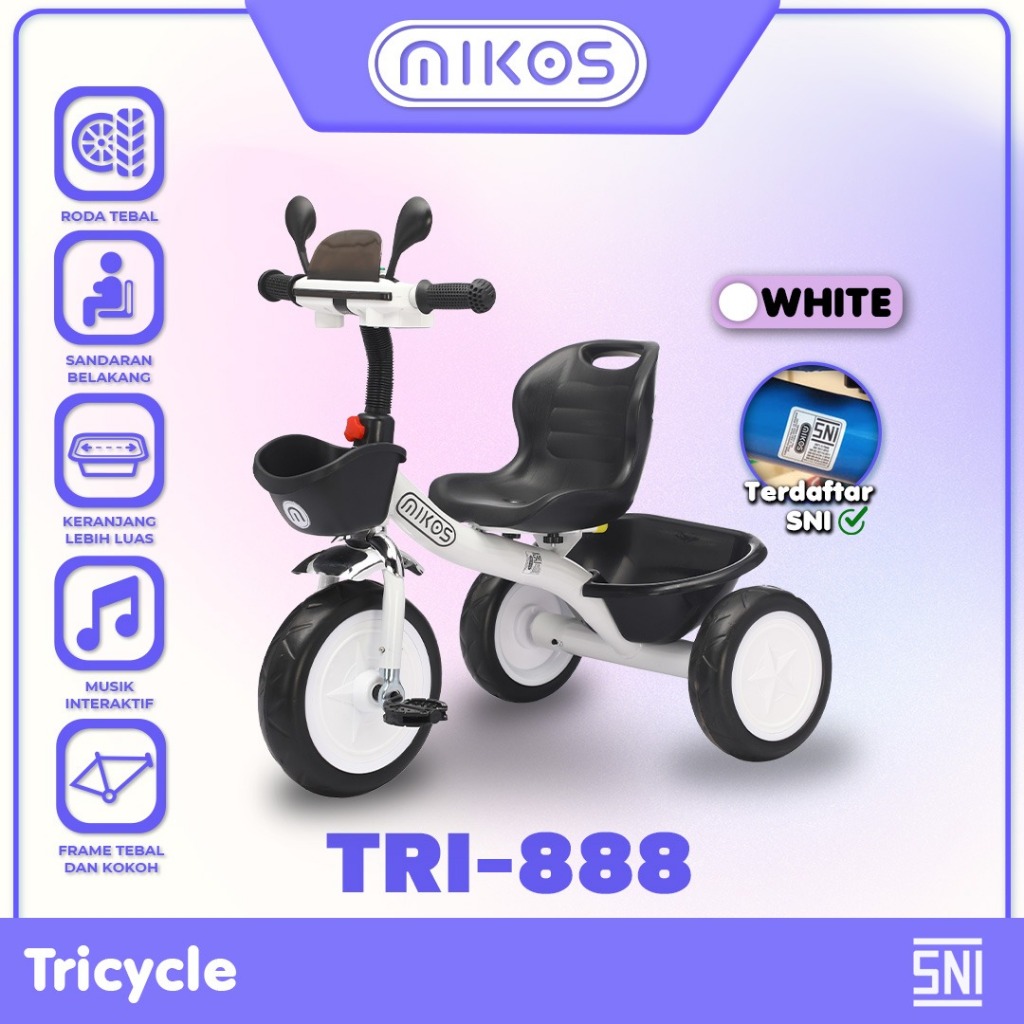 MIKOS Sepeda Anak Roda 3 TRI-888 Sepeda Roda Tiga Tricycle Sepeda Anak 1 Tahun