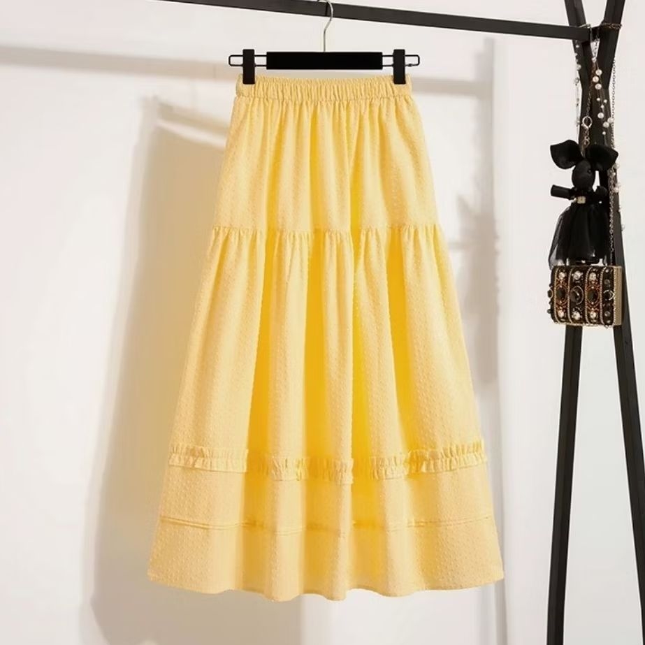rok bawahan wanita kuning pastel bahan katun motif premium import | CUBEE import premium