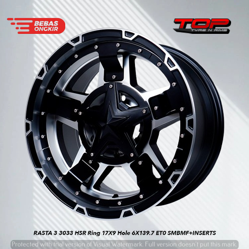velg offroad bintang ring 17 lebar 9 inch hsr rasta 3 | pelek mobil pajero fortuner hilux dc r17