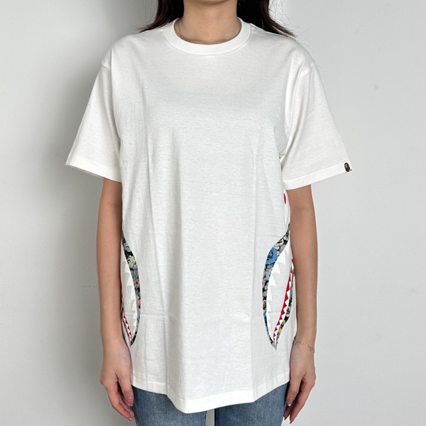 Kaos BAPE SHARK SIDE CAMO ROSE FLOWER WHITE TSHIRT 100% ORIGINAL