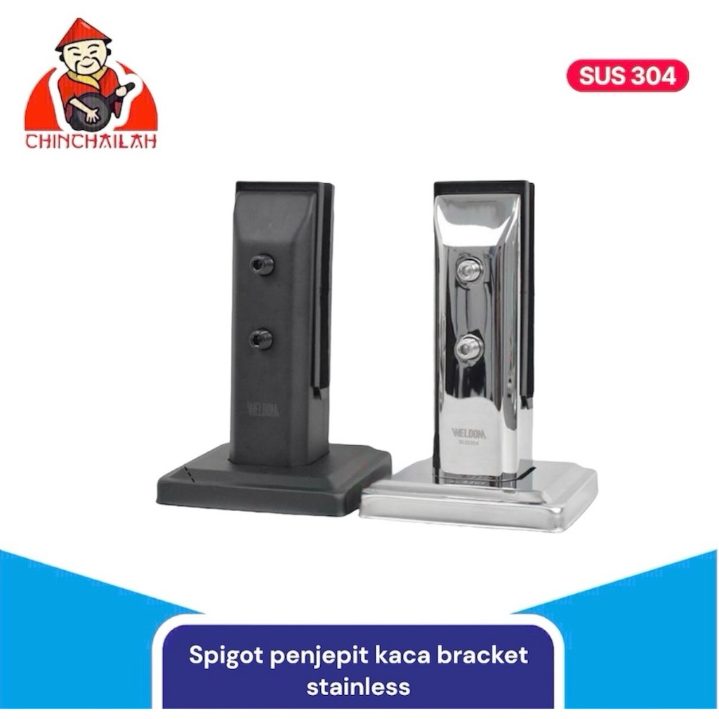 Clamp / klam spigot penjepit kaca railing kaca bracket tangga stainless