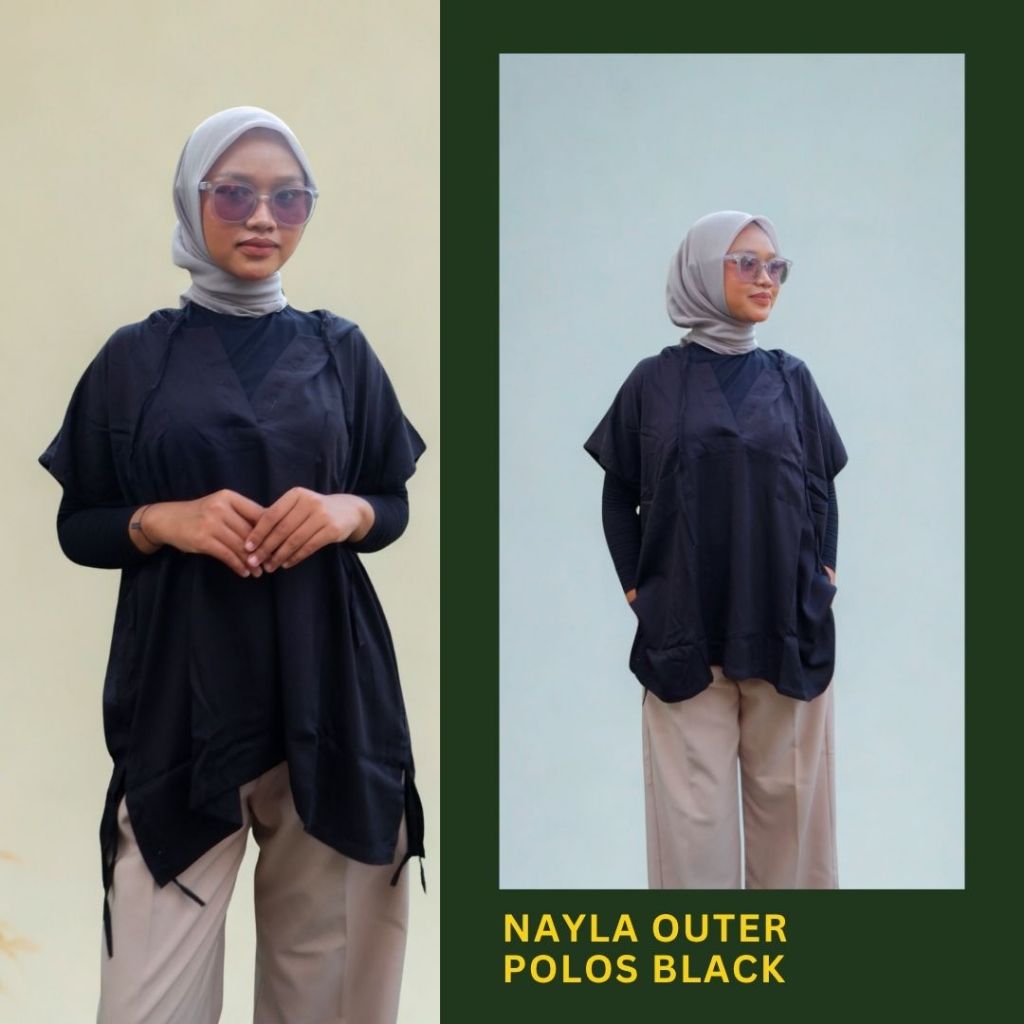 Nayla Outer Polos Wanita Bahan Rayon Premium - Outer Adem - Black