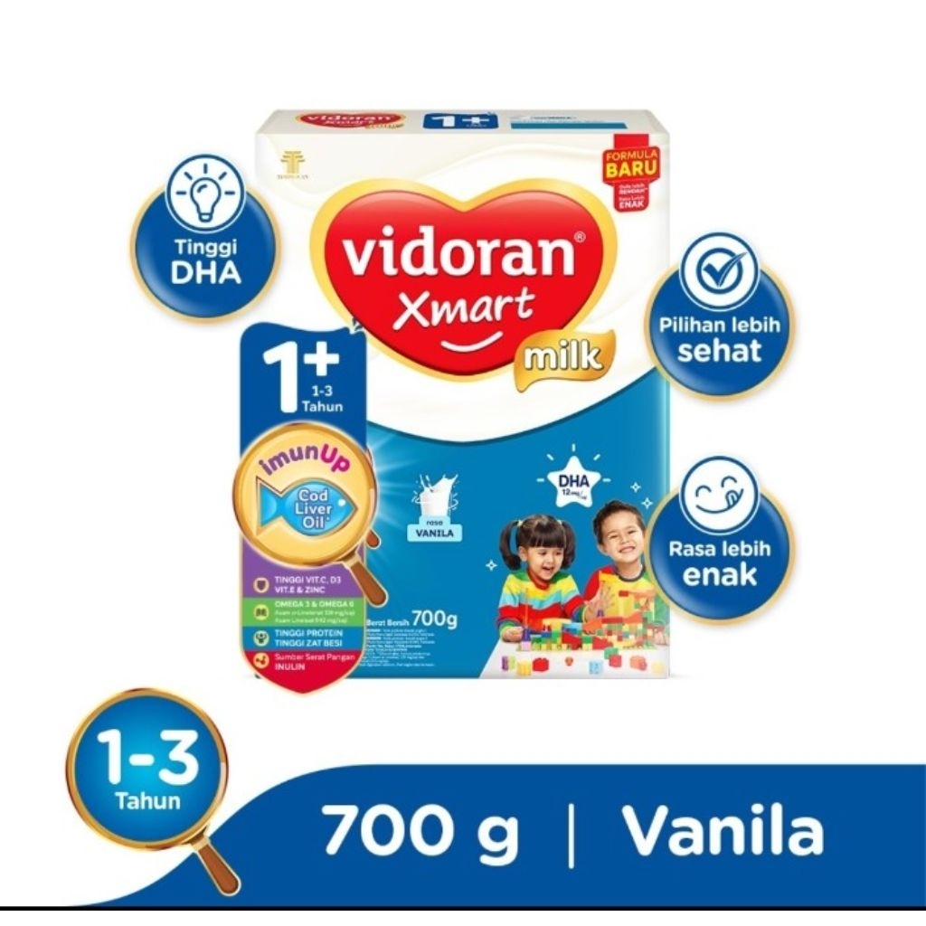 Vidoran Xmart 1+ Milk Vanila 700Gr Susu Vidoran 1+ 700gr Rasa Vanila