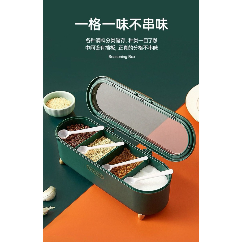 Tempat Kotak Bumbu Set 4 in 1 / Tempat Penyimpanan Bumbu Dapur Import