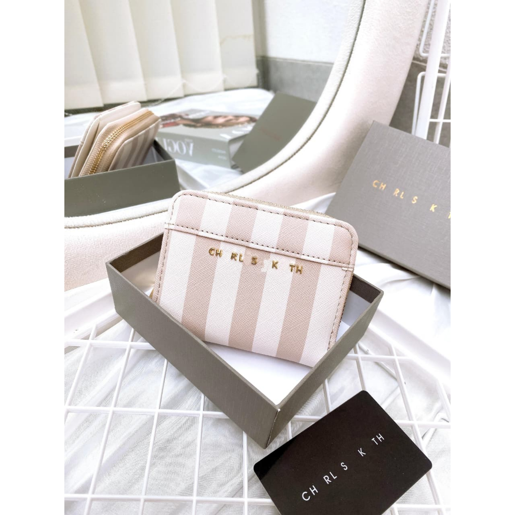Dompet Lipat Multifungsi 2 in 1 Premium CK Kode CK518 Include Box Motif Garis - Garis Warna Kekinian