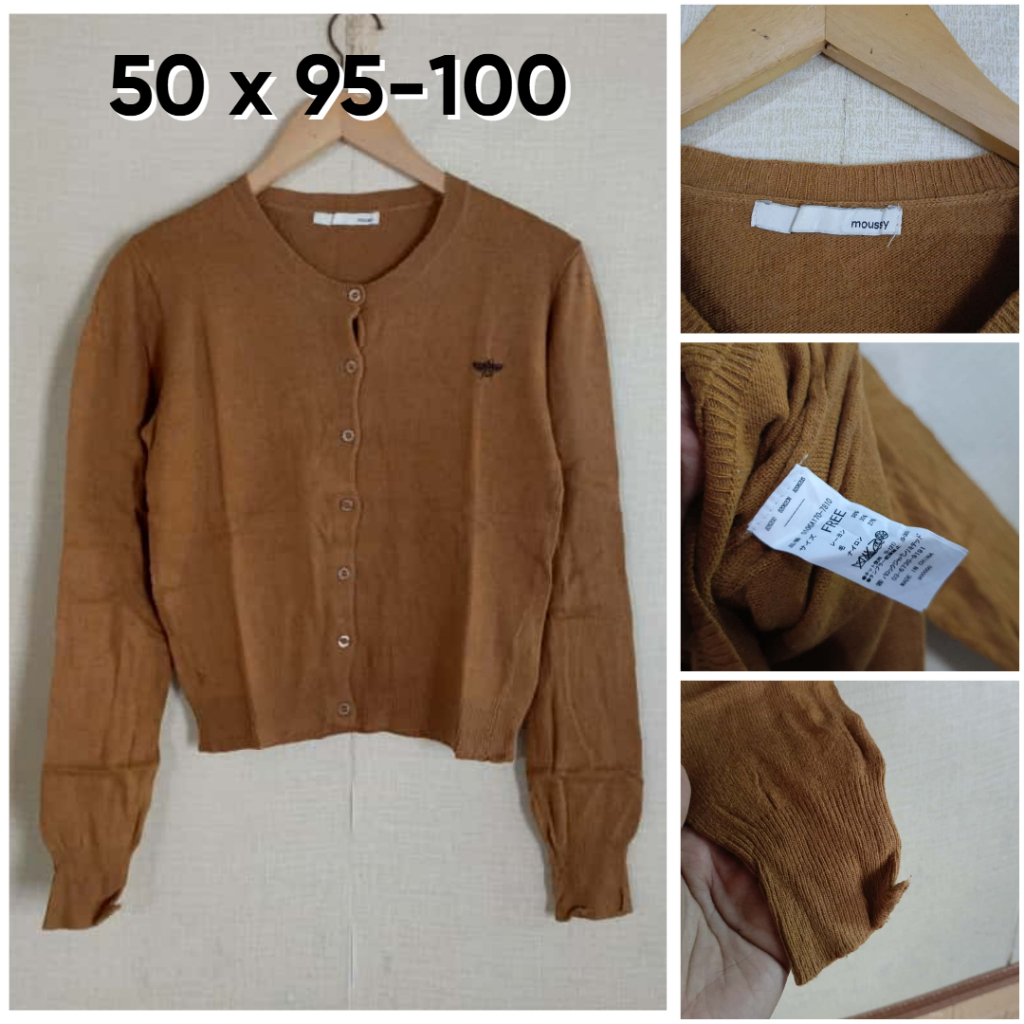 Cardigan Moussy Gold Emas O Neck Size M Wanita Knit OB543