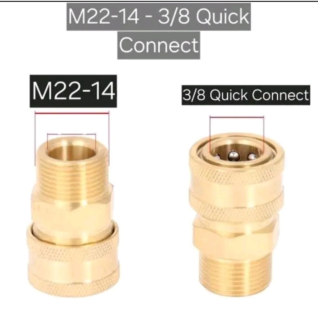 Connector M22-15 ke 3/8 Quick Connect Drat Luar M22-14 ke 3/8 Quick Connect Quick Release