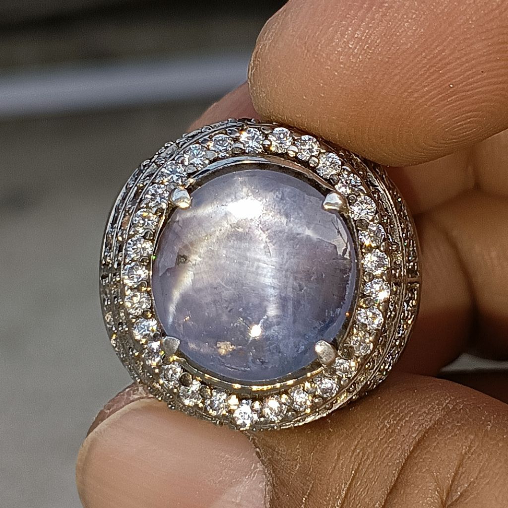 blue safir star Srilangka ring perak